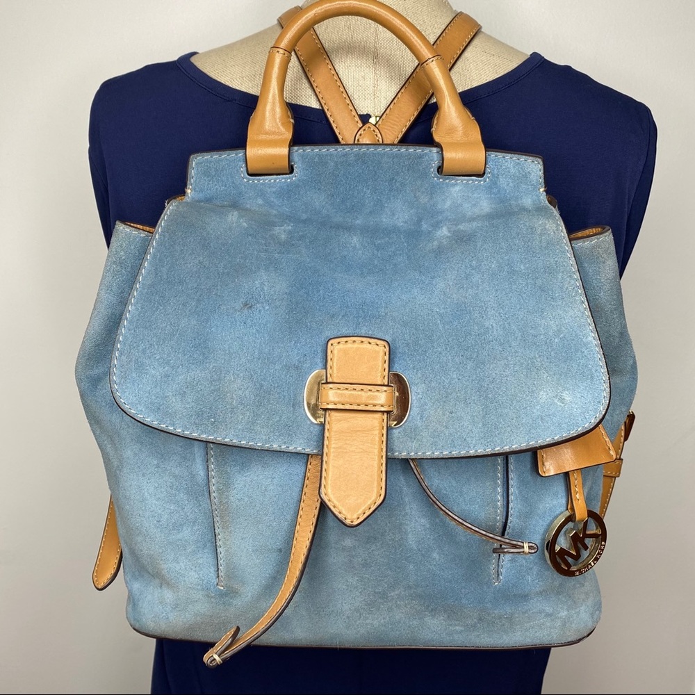 Michael Kors Romy Medium Blue Suede Backpack